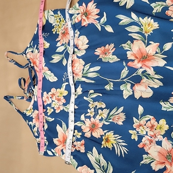 Xhilaration Size S Dusty Blue with Floral Strappy Blue Sun Dress, Exc. Used Cond - Picture 5 of 11